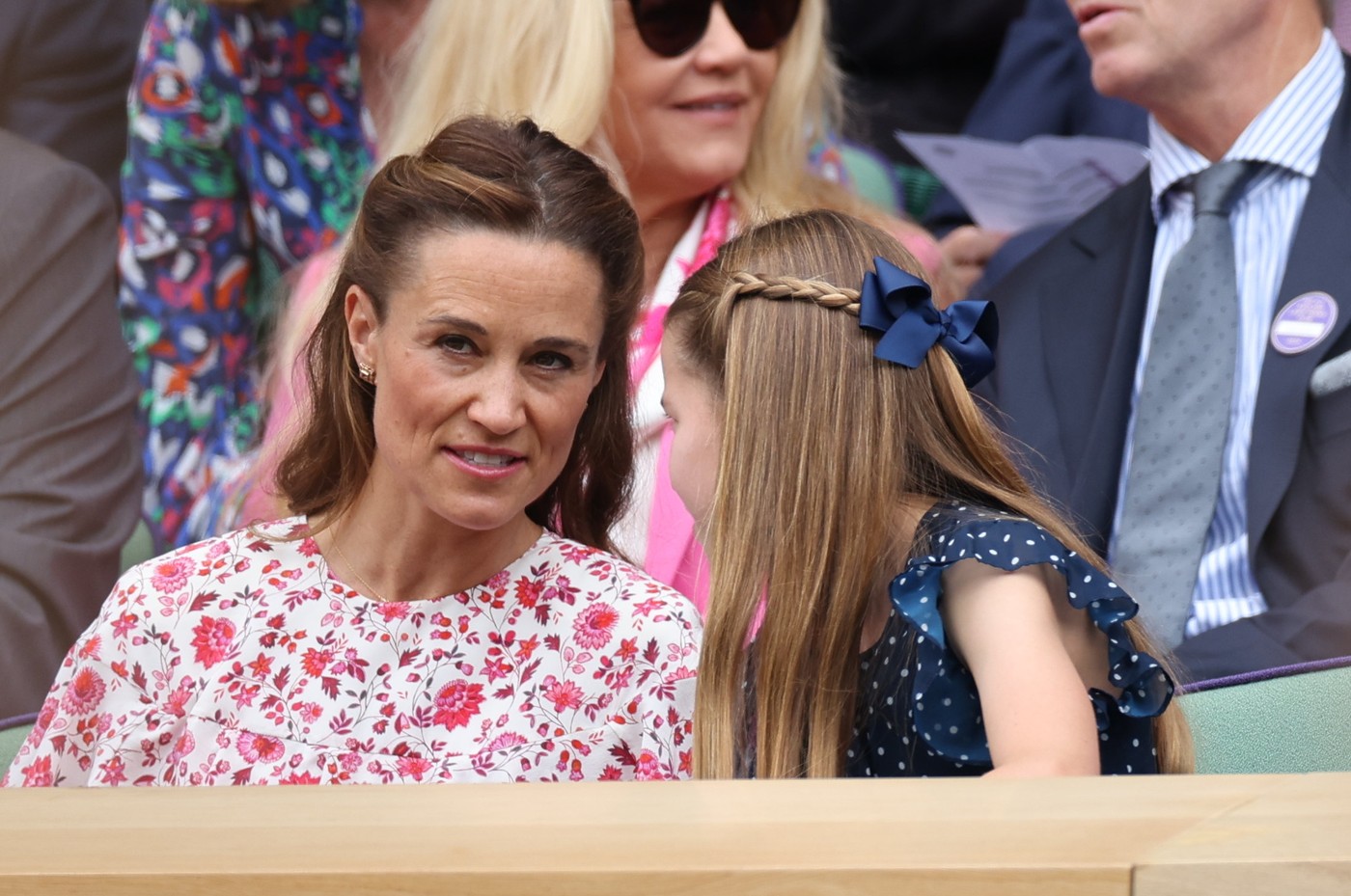 July 14, 2024, London, London, United Kingdom: Kate Middleton , Princess Charlotte  and Pippa Middleton in the Royal Box  for the  Mens Singles Final on the final day of the Wimbledon Tennis Championships in London.,Image: 889648836, License: Rights-managed, Restrictions: * China, France, Italy, Spain, Taiwan and UK Rights OUT *, Model Release: no