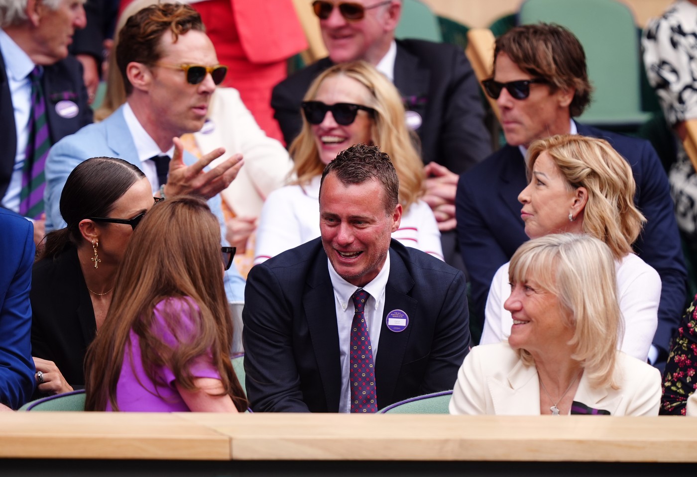 The Princess of Wales speaks to Lleyton Hewitt in the royal box on day fourteen of the 2024 Wimbledon Championships at the All England Lawn Tennis and Croquet Club, London. Picture date: Sunday July 14, 2024.,Image: 889651311, License: Rights-managed, Restrictions: Editorial use only. No commercial use without prior written consent of the AELTC. Still image use only - no moving images to emulate broadcast. No superimposing or removal of sponsor/ad logos., Model Release: no