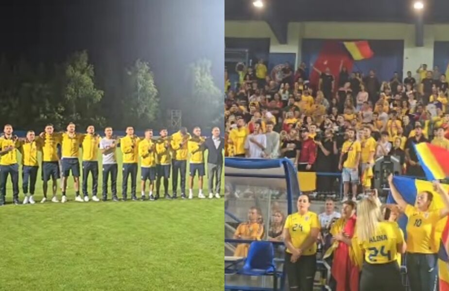 500 de fani au cântat imnul României, târziu în noapte, alături de jucători. Discursul copleşitor al lui Edi Iordănescu