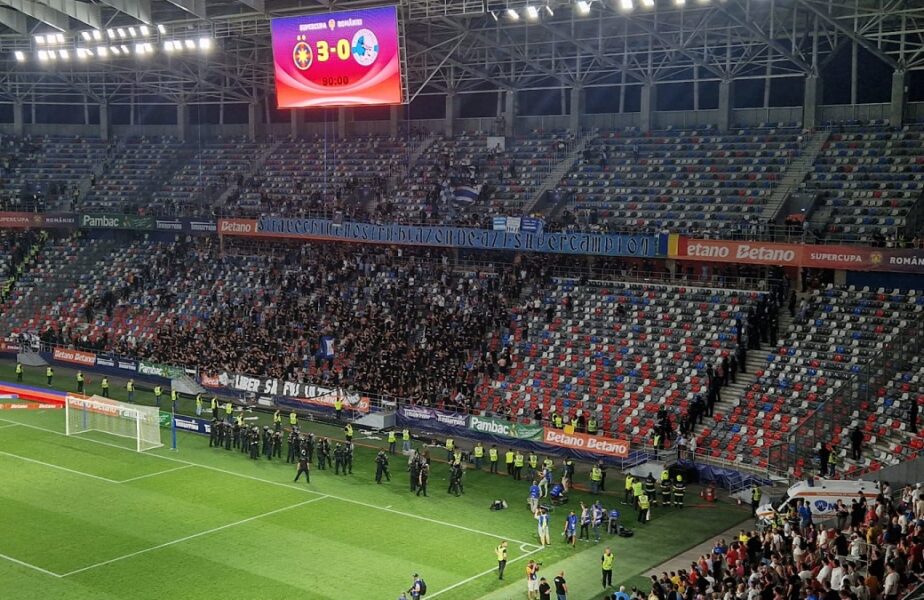 Incidente în Ghencea, după ce FCSB a câştigat Supercupa! Ultraşii lui CSA Steaua nu au mai rezistat, iar jandarmii au intervenit
