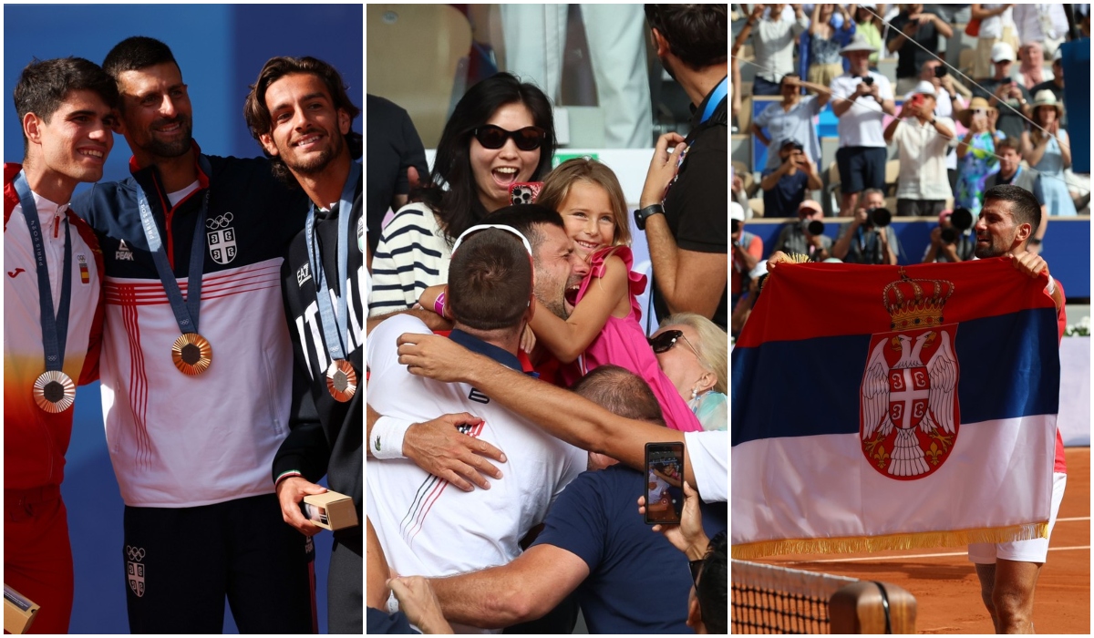 Cele mai frumoase imagini după ce Novak Djokovic a devenit campion olimpic! Sârbul şi-a încununat cariera cu un trofeu uriaş!