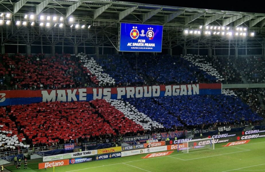 Scenografie spectaculoasă la FCSB – Sparta Praga! Fanii au umplut Ghencea în meciul decisiv pentru play-off-ul Champions League