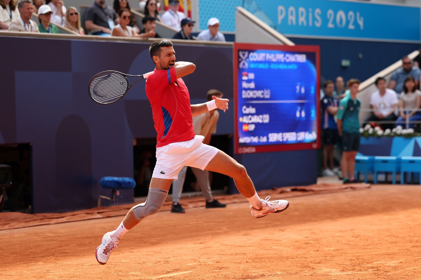 Novak Djokovic of Serbia competes against Carlos Alcaraz of Spain in the Men's Singles Final
Paris 2024 Olympic Games, Day Nine, Paris, France - 04 Aug 2024,Image: 895899514, License: Rights-managed, Restrictions: , Model Release: no