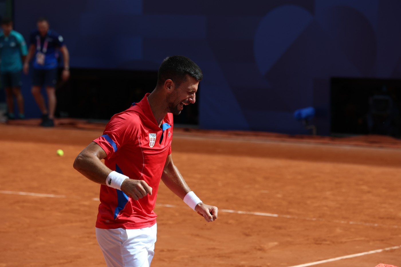 NOVAK DJOKOVIC of Serbia reacts to defeating CARLOS ALCARAZ of Spain, thus grabbing his elusive gold medal in the Tennis Men's Singles final at the Paris 2024 Olympic Games in Roland-Garros, France
Paris 2024: Tennis, Ile-De-France, France - 04 Aug 2024,Image: 895907091, License: Rights-managed, Restrictions: , Model Release: no