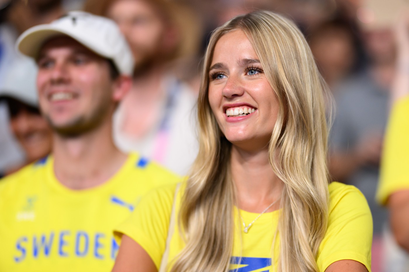 Desiré Inglander, girlfriend of Armand Duplantis, celebrates after men's athletics pole vault final during day 10 of the Paris 2024 Olympic Games on August 5, 2024 in Paris.
Paris 2024 Olympics, Day 10, Athletics, France - 05 Aug 2024,Image: 896315018, License: Rights-managed, Restrictions: , Model Release: no