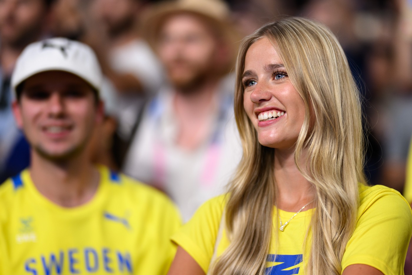 Desiré Inglander, girlfriend of Armand Duplantis, celebrates after men's athletics pole vault final during day 10 of the Paris 2024 Olympic Games on August 5, 2024 in Paris.
Paris 2024 Olympics, Day 10, Athletics, France - 05 Aug 2024,Image: 896315042, License: Rights-managed, Restrictions: , Model Release: no