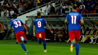 Daniel Bîrligea a marcat primul lui gol pentru FCSB! Gestul făcut imediat de atacantul roş-albaştrilor după reuşita cu RFS