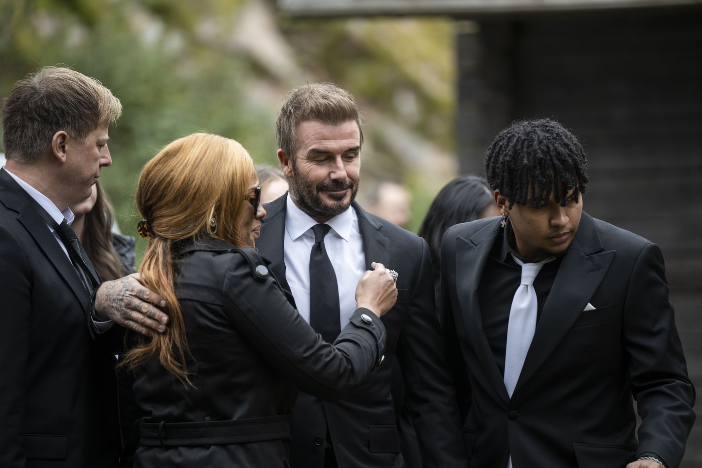 Partner Yaniseth Alcides and David Beckham during a ceremony at at Kollsberg hembygdsgĺrd after the funeral of Sven-Göran Eriksson on September 13, 2024 in Torsby.
Football, Sven-Göran Eriksson, Funeral, Torsby, Sweden - 13 Sep 2024,Image: 907245669, License: Rights-managed, Restrictions: , Model Release: no