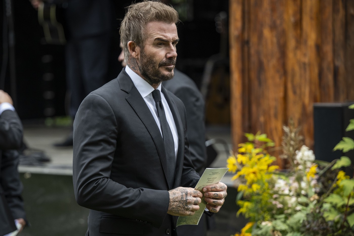 240913 David Beckham during a ceremony at Kollsberg hembygdsgĺrd after the funeral of Sven-Göran Eriksson on September 13, 2024 in Torsby. 
Photo: Fredrik Karlsson / BILDBYRĹN / COP 185 / FK0321
fotboll football soccer fotball sven-göran eriksson funeral bbeng begravning,Image: 907246336, License: Rights-managed, Restrictions: *** World Rights Except Austria, Denmark, Finland, Norway, and  Sweden *** AUTOUT DNKOUT FINOUT NOROUT SWEOUT, Model Release: no