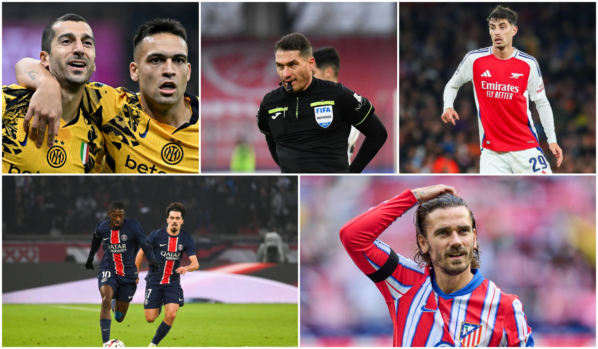 Colaj cu jucătorii de la Inter, Arsenal, PSG și Atletico Madrid, în timpul unor meciuri și Istvan Kovacs.