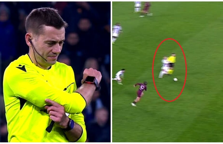 Moment rar pe un teren de fotbal în Juventus – City. Arbitrul Clement Turpin a fost „faultat” de Teun Koopmeiners