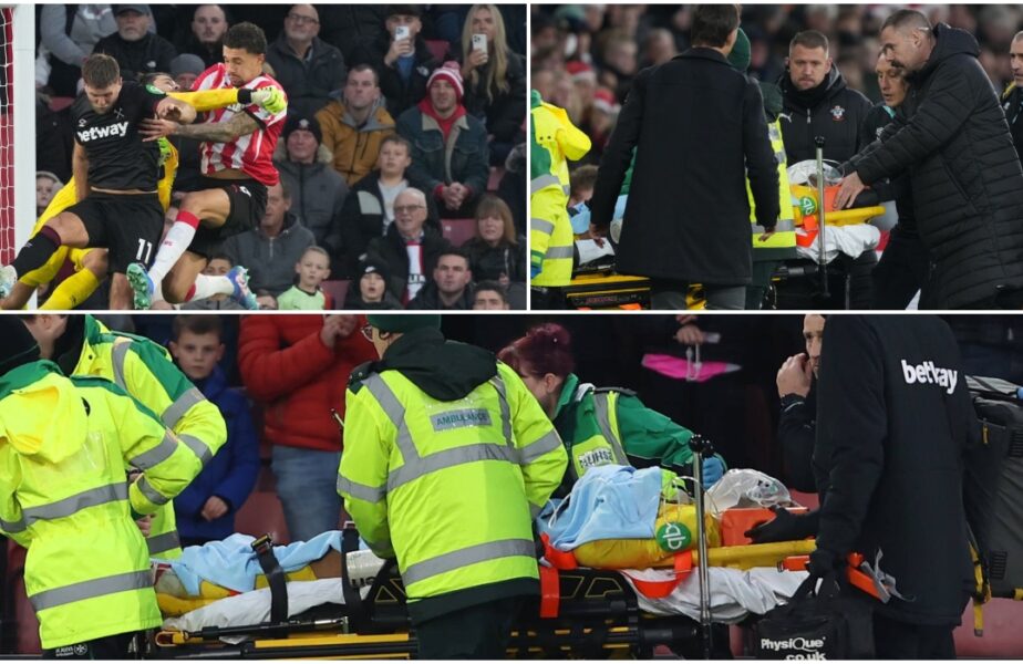 Accidentare horror în Premier League! Portarul lui West Ham, scos cu targa de pe teren! Gestul uriaș făcut de un adversar