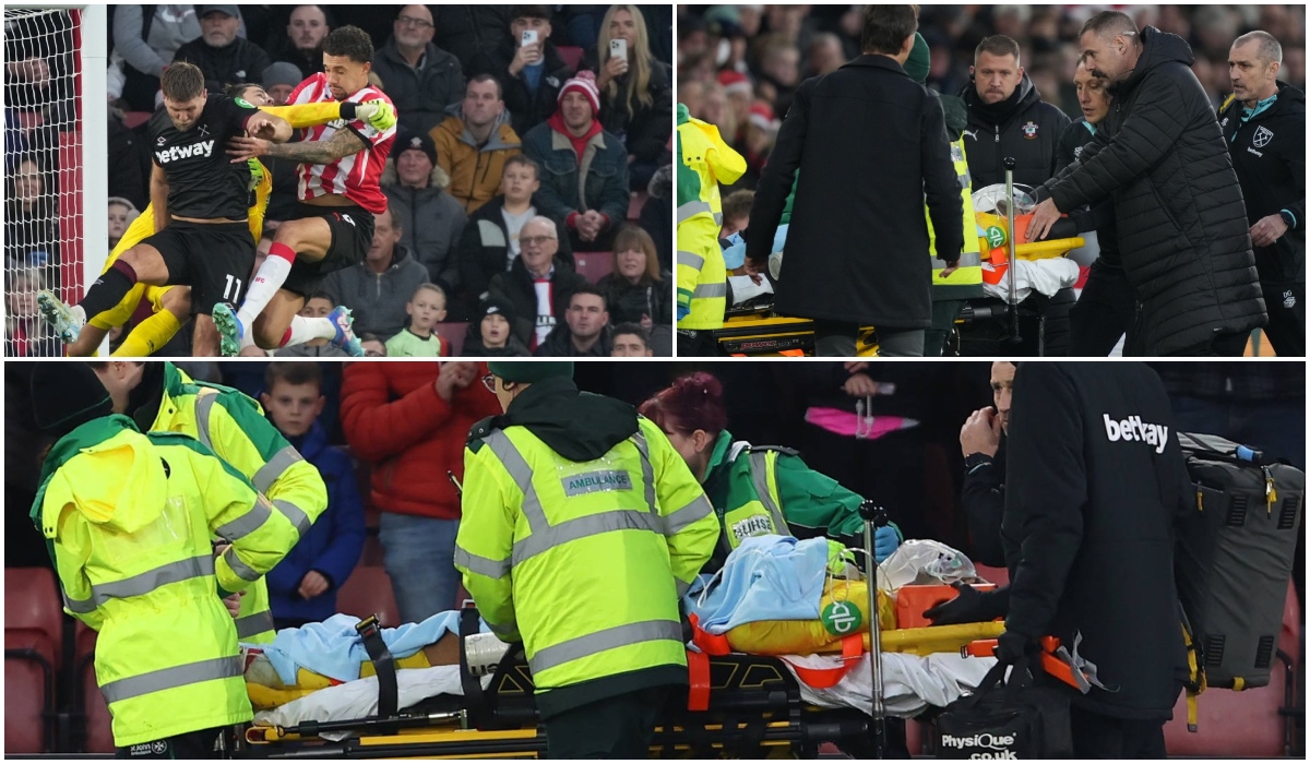 Accidentare horror în Premier League! Portarul lui West Ham, scos cu targa de pe teren! Gestul uriaș făcut de un adversar