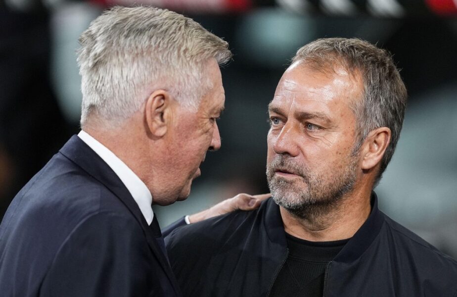 Hansi Flick şi Carlo Ancelotti, întâlnire „de gradul zero” înainte de El Clasico! Imagini fabuloase cu cei doi titani