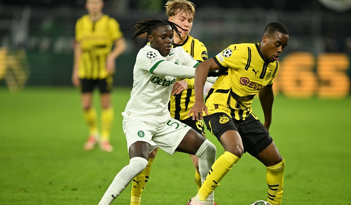 Geovany Quenda, în timpul meciului Borussia Dortmund - Sporting, din UEFA Champions League