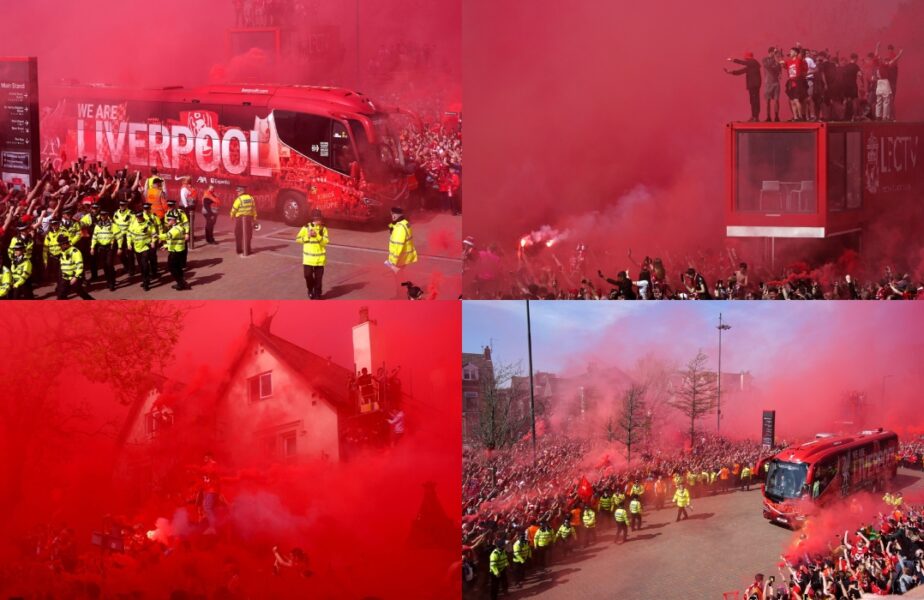 Atmosferă fabuloasă făcută de fanii lui Liverpool! Echipa lui Arne Slot, la un pas de titlul cu numărul 20