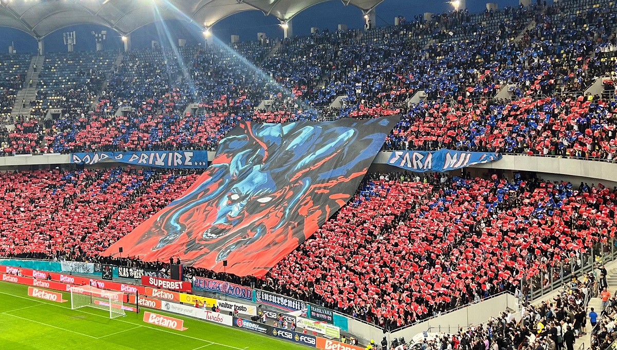 „Fără milă. Fanii FCSB-ului, mesaj special pentru Juri Cisotti la derby-ul cu Dinamo. Coregrafia afişată