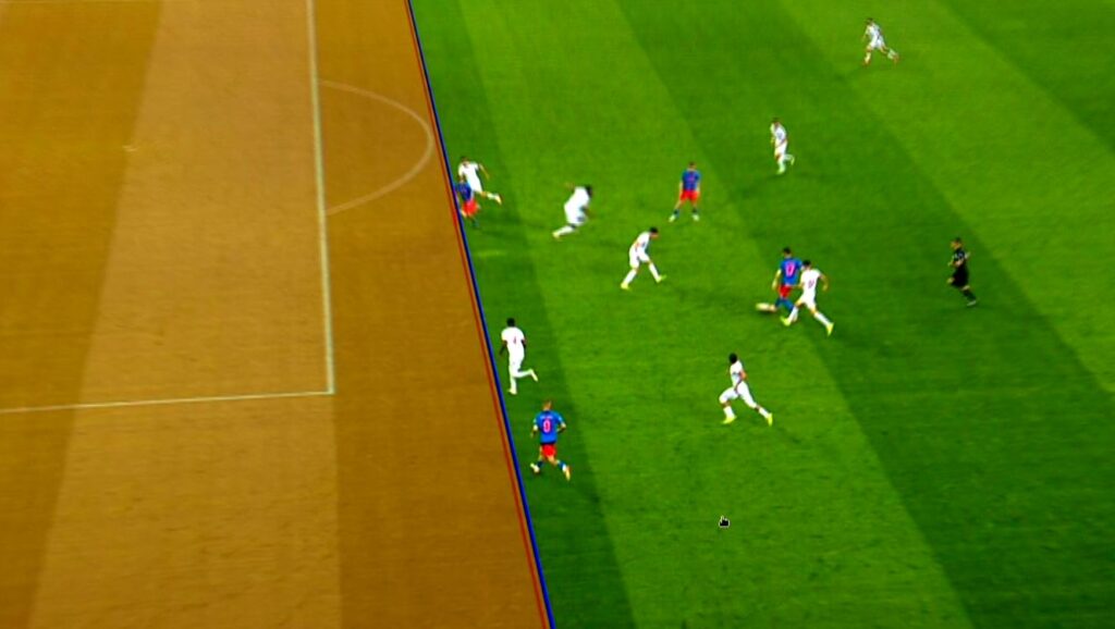 Liniile trase de VAR la golul anulat al lui Cisotti / captura digisport.ro