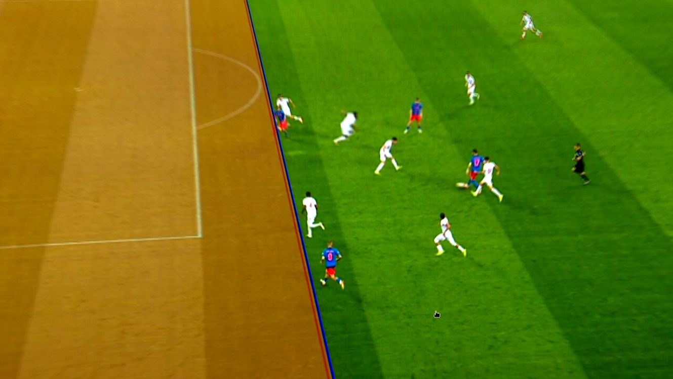Liniile trase de VAR la golul anulat al lui Cisotti / captura digisport.ro