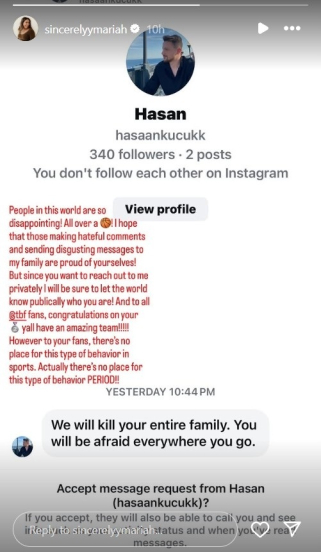 Story-ul postat de soția lui Antetokounmpo / Instagram Stories @sincerelyymariah